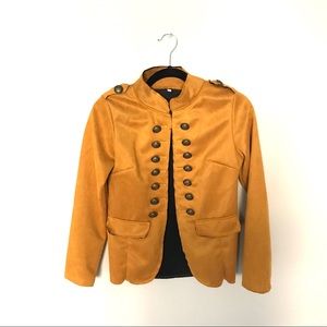 Military Style Faux SuedeCropped Jacket
